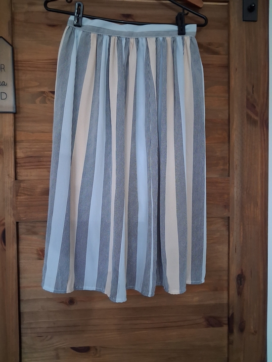 St Michael Dresses & Skirts - Vintage St Micheal Maxi Skirt Pleated Blue and Cream Striped Maxi Skirt